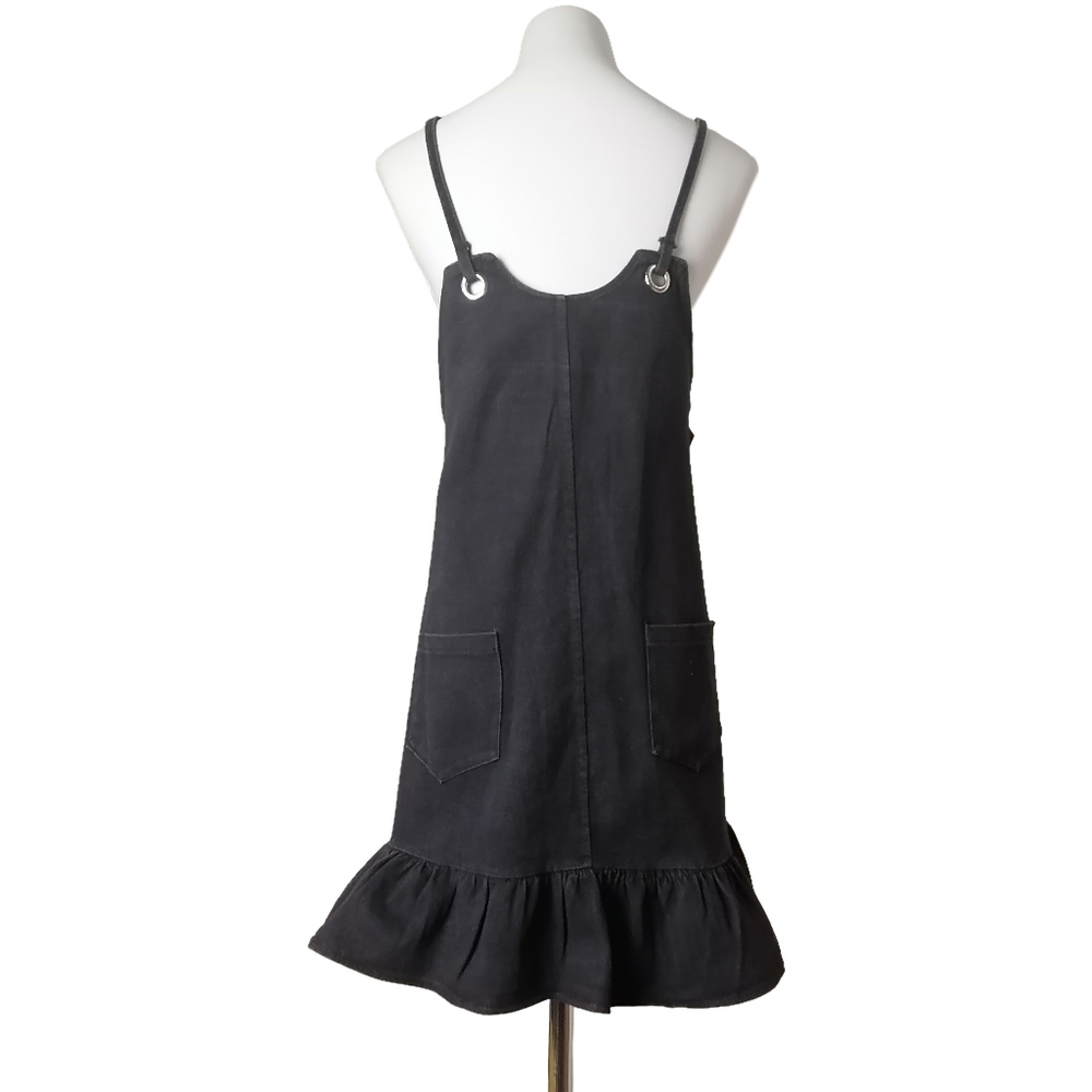 😈 black denim suspender skirt